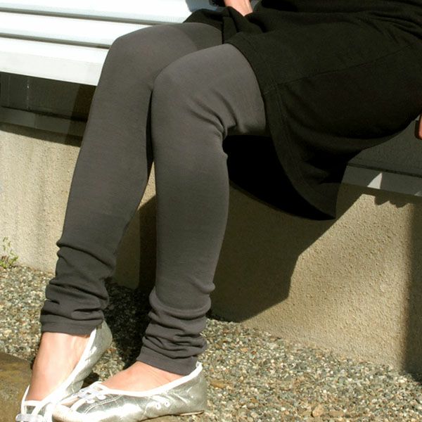 オーガニックコットン ロングレギンス ナチュラルブラック M-L