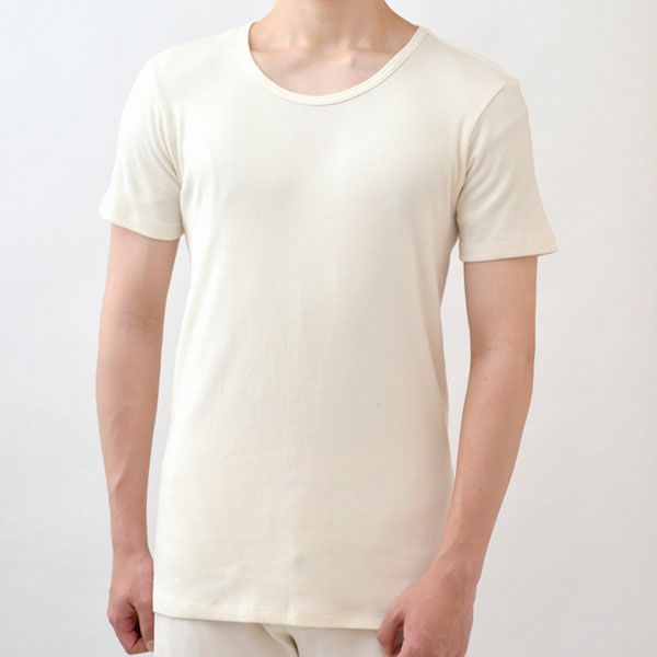 オーガニックコットン メンズフライスインナー丸首Ｔシャツ