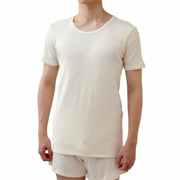 オーガニックコットン メンズフライスインナー丸首Ｔシャツ