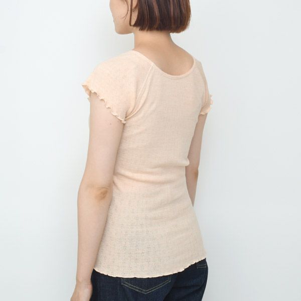 オーガニックコットン フレンチスリーブTシャツ（パターンメッシュ）