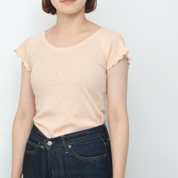 オーガニックコットン フレンチスリーブTシャツ（パターンメッシュ）