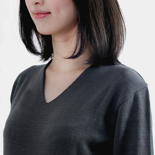 オーガニックコットン 五倍子染めVネックセーター