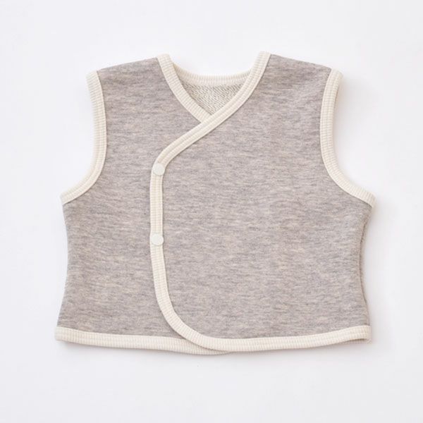 オーガニックコットン ヤク＆パイルベスト グレー 50-70