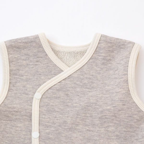 オーガニックコットン ヤク＆パイルベスト グレー 50-70