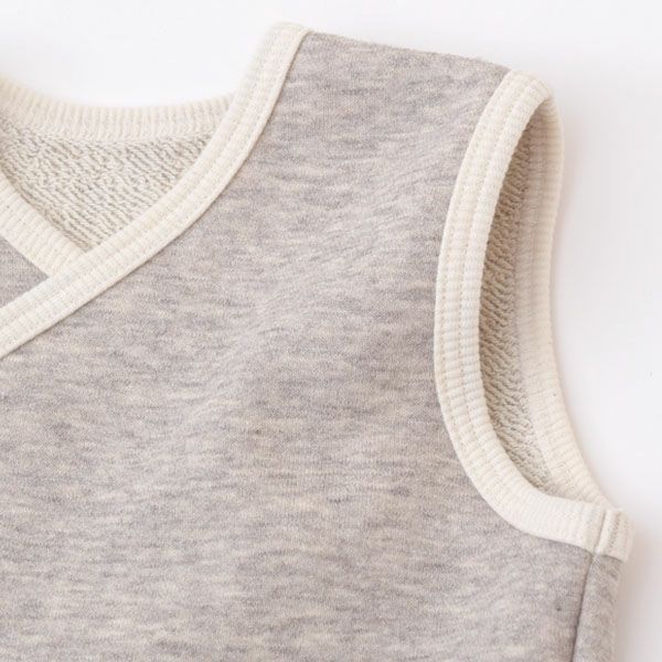 オーガニックコットン ヤク＆パイルベスト グレー 50-70