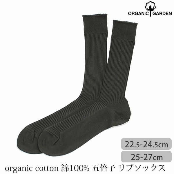 オーガニックコットン 綿100% 五倍子 リブソックス