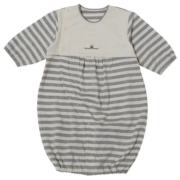 オーガニックコットン 彩土染めボーダー天竺2WAYオール
