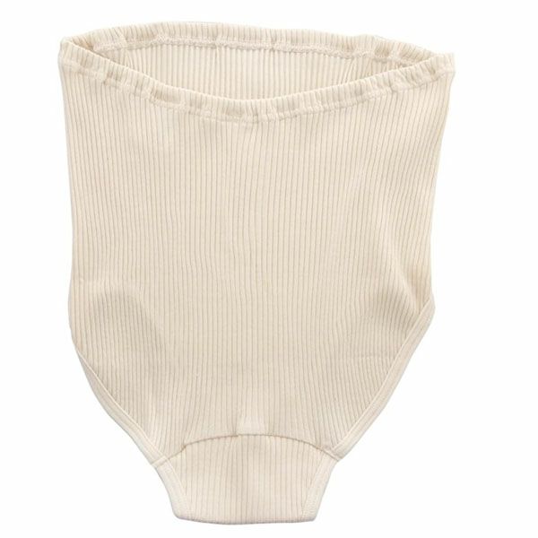 オーガニックコットン マタニティリブ編みパンツ （脇縫いなし）