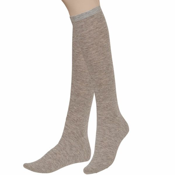 オーガニックコットン ヤク＆スーピマハイソックス モクグレー 22.5-24.5