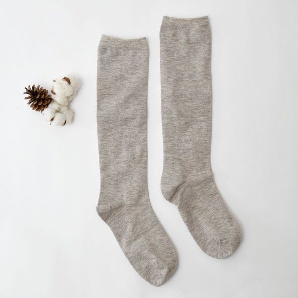 オーガニックコットン ヤク＆スーピマハイソックス モクグレー 22.5-24.5