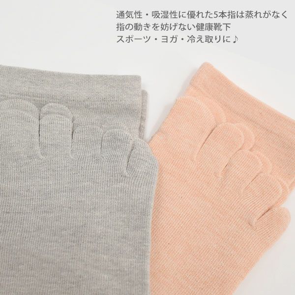 オーガニックコットン 5本指ソックス  レギュラー丈