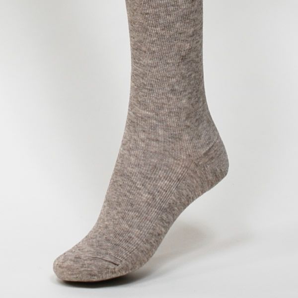 オーガニックコットン ヤク＆スーピマリブサイハイソックス モクグレー 22.5-24.5