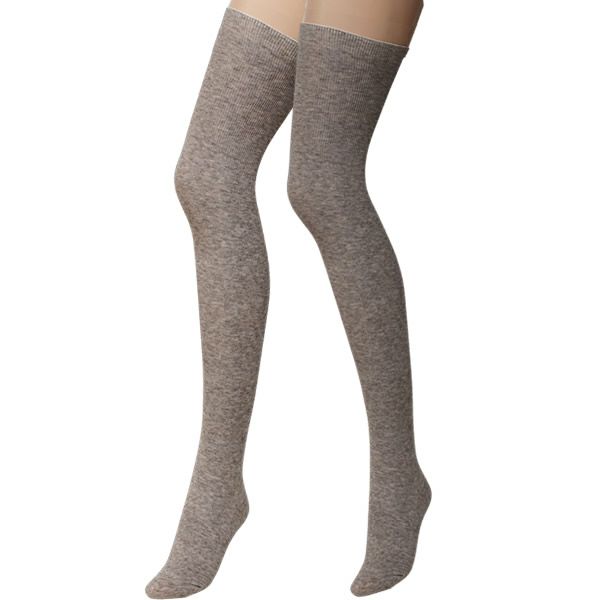 オーガニックコットン ヤク＆スーピマリブサイハイソックス モクグレー 22.5-24.5