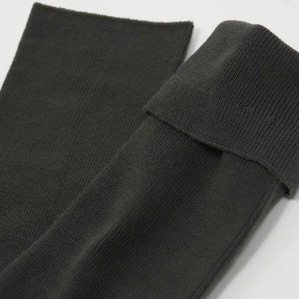 オーガニックコットン 五倍子 リブサイハイソックス ナチュラルブラック 22.5-24.5