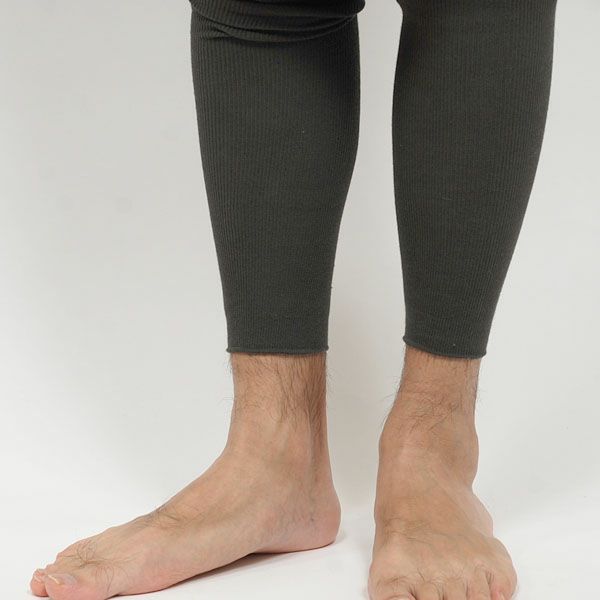 オーガニックコットン メンズ 五倍子 リブスパッツ ナチュラルブラック M-L