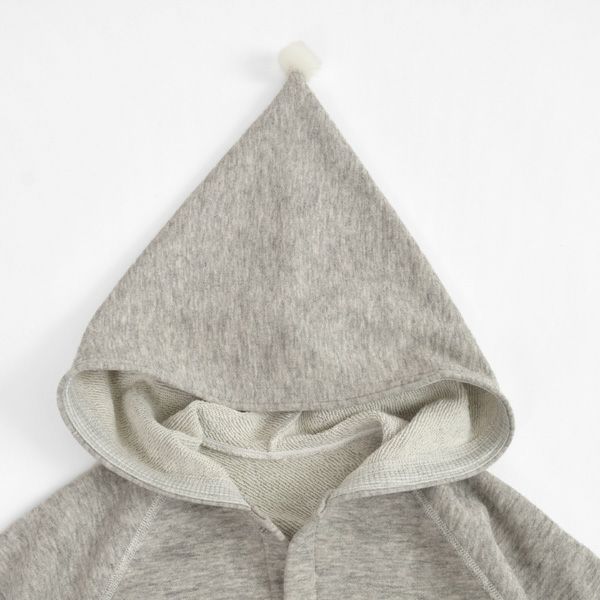 オーガニックコットン ヤクウールフード付きマント グレー 50-100