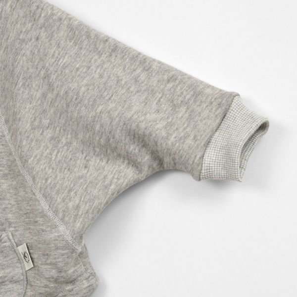 オーガニックコットン ヤクウールフード付きマント グレー 50-100