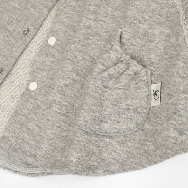 オーガニックコットン ヤクウールフード付きマント グレー 50-100