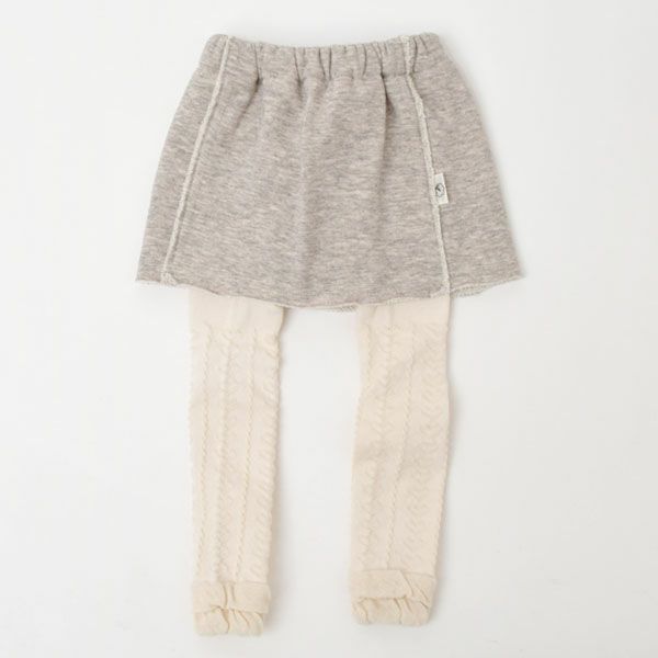 オーガニックコットン ヤクウールロングスパッツ付きスカート グレー 60-90