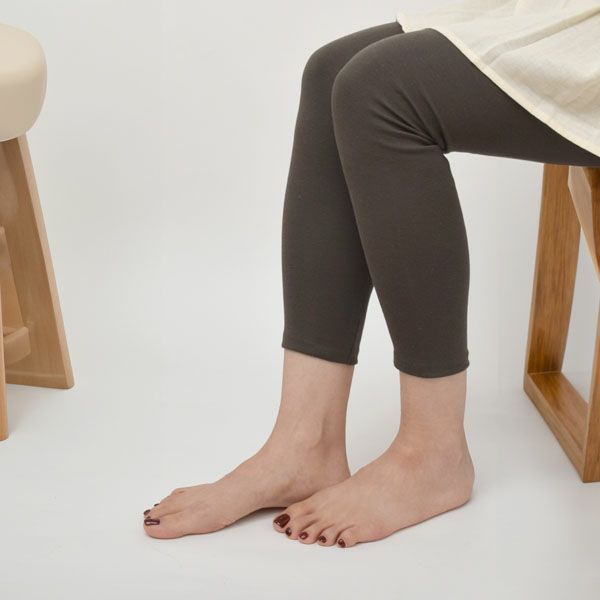 オーガニックコットン 五倍子レギュラー丈レギンス ナチュラルブラック M-L