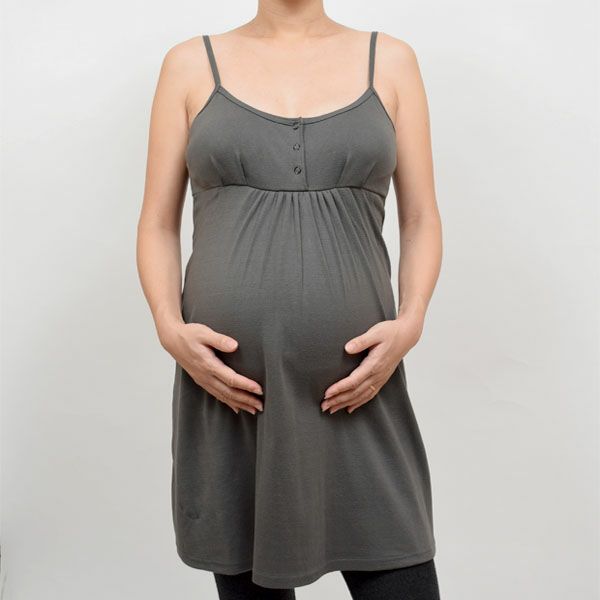 オーガニックコットン マタニティ パット付きミニ丈キャミドレス