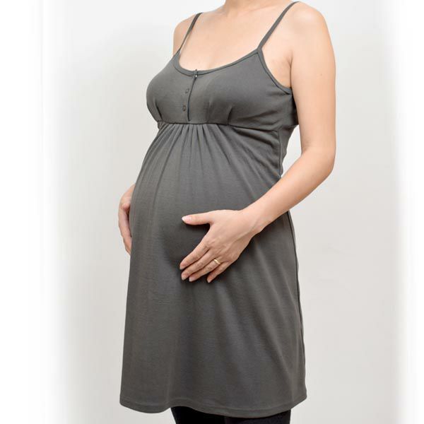 オーガニックコットン マタニティ パット付きミニ丈キャミドレス