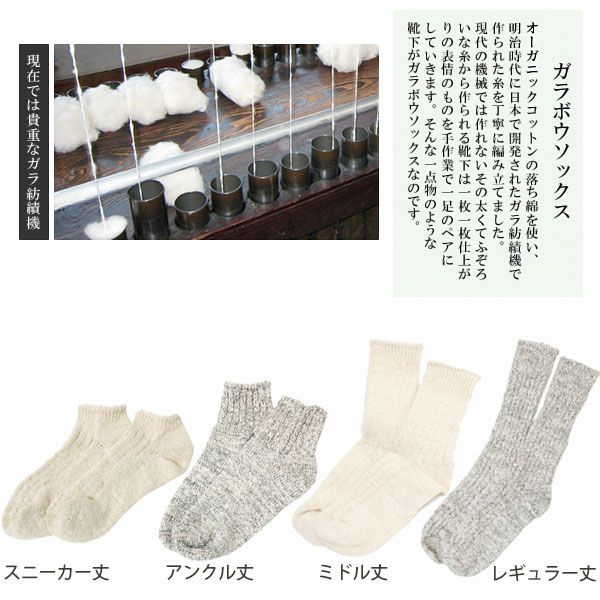 オーガニックコットン ガラボウソックス アンクル丈