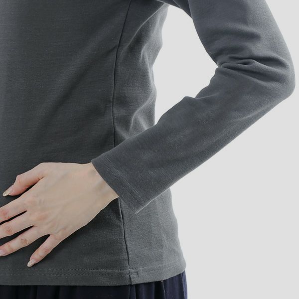 オーガニックコットン 長袖タートルネック ナチュラルブラック M