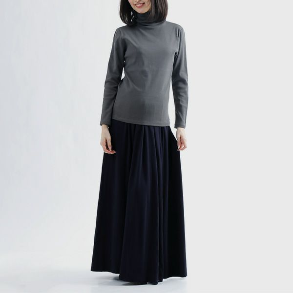 オーガニックコットン 長袖タートルネック ナチュラルブラック M