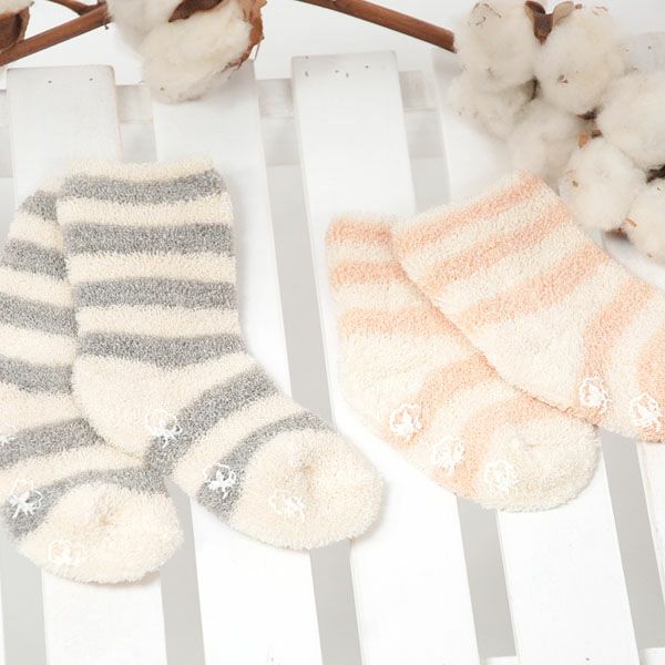オーガニックコットン ベビー パイルボーダーソックス