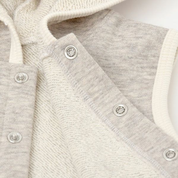 オーガニックコットン＆ヤク ベビーフード付きベスト グレー 80