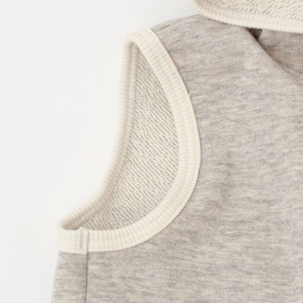 オーガニックコットン＆ヤク ベビーフード付きベスト グレー 80