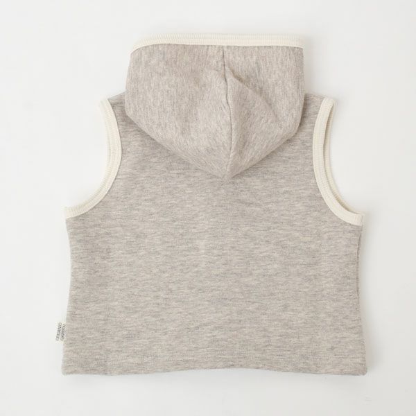 オーガニックコットン＆ヤク ベビーフード付きベスト グレー 80