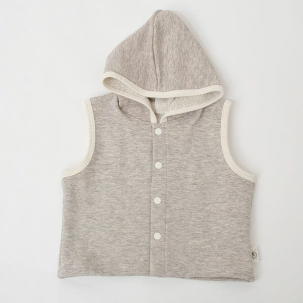 オーガニックコットン＆ヤク ベビーフード付きベスト グレー 80
