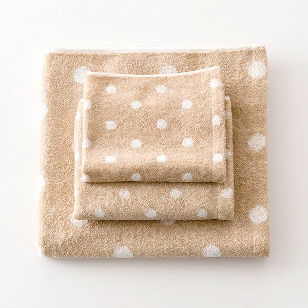 オーガニックコットン ドット フェイスタオル 33×80