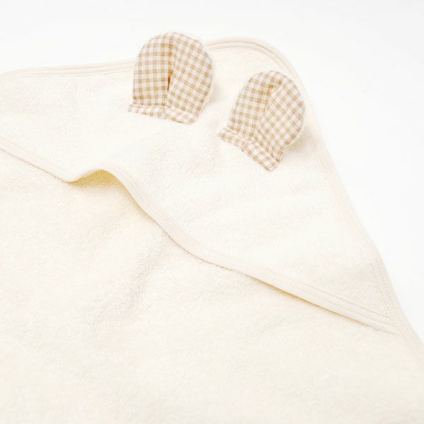 オーガニックコットン クマ耳おくるみ きなり 68ｘ68