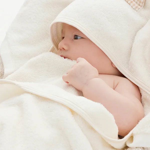 オーガニックコットン クマ耳おくるみ きなり 68ｘ68