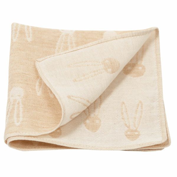 オーガニックコットン うさぎ＆にんじんガーゼハンカチ