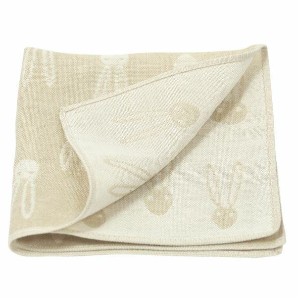 オーガニックコットン うさぎ＆にんじんガーゼハンカチ