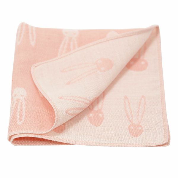 オーガニックコットン うさぎ＆にんじんガーゼハンカチ