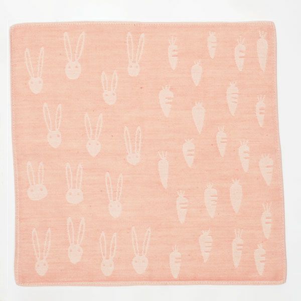 オーガニックコットン うさぎ＆にんじんガーゼハンカチ