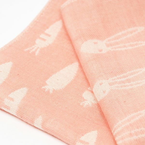 オーガニックコットン うさぎ＆にんじんガーゼハンカチ