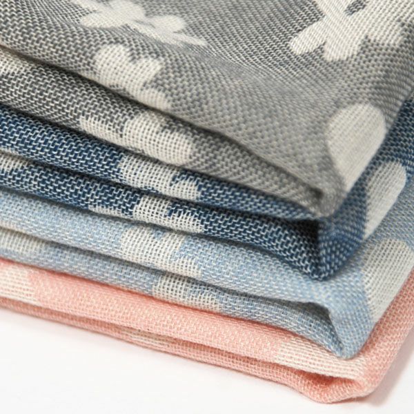 オーガニックコットン 水玉＆花柄ガーゼハンカチ