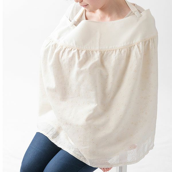 オーガニックコットン 花柄ガーゼ 多機能授乳ケープ ナチュラル