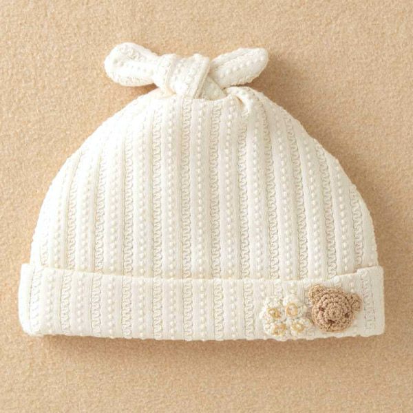オーガニックコットン ベビー【手編みモチーフ】レーシーニットのフード
