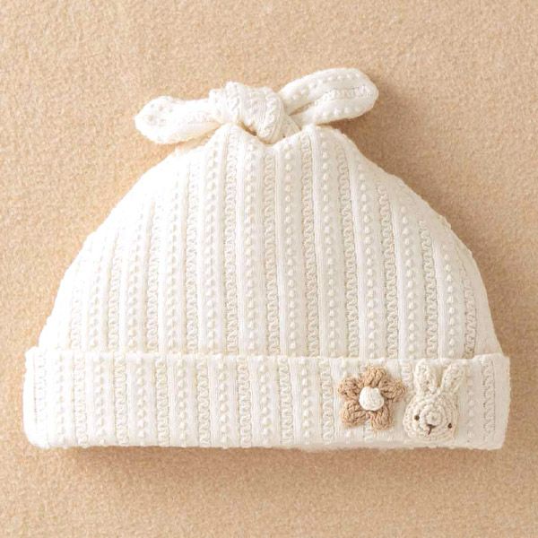 オーガニックコットン ベビー【手編みモチーフ】レーシーニットのフード