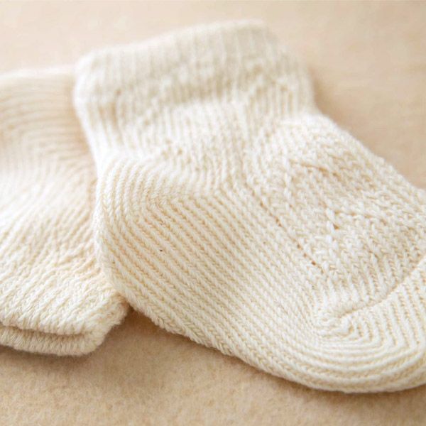 オーガニックコットン ベビー【手編みモチーフ】オーガニックソックス