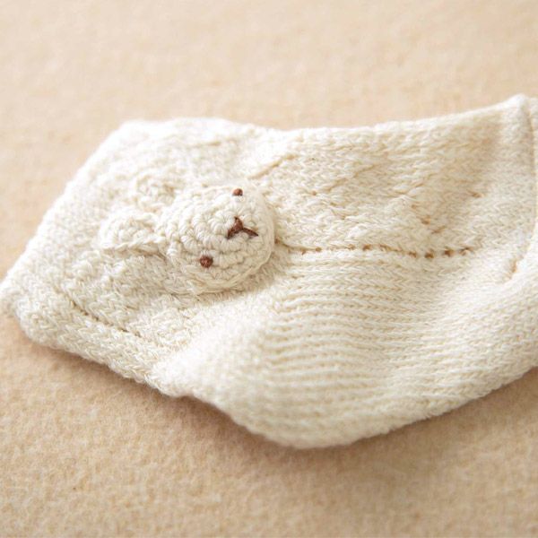 オーガニックコットン ベビー【手編みモチーフ】オーガニックソックス