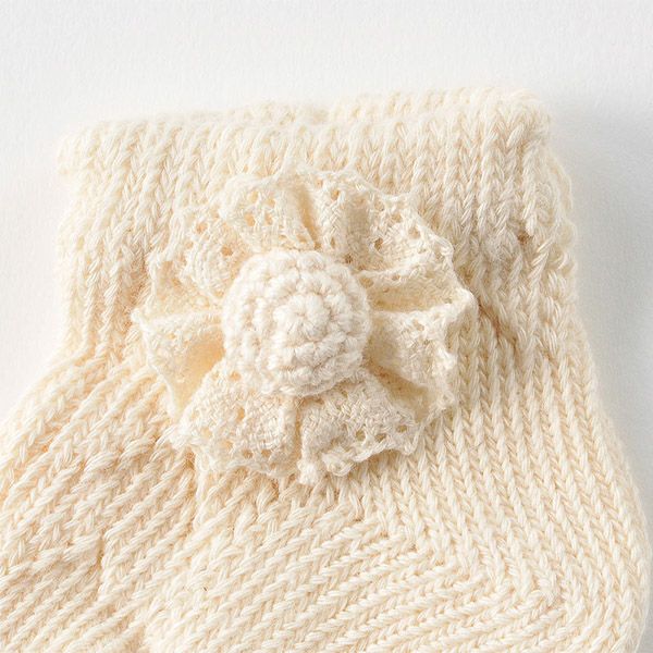 オーガニックコットン ベビー レースフラワーソックス  9-11cm