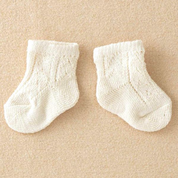 オーガニックコットン ベビー レースフラワーソックス  9-11cm